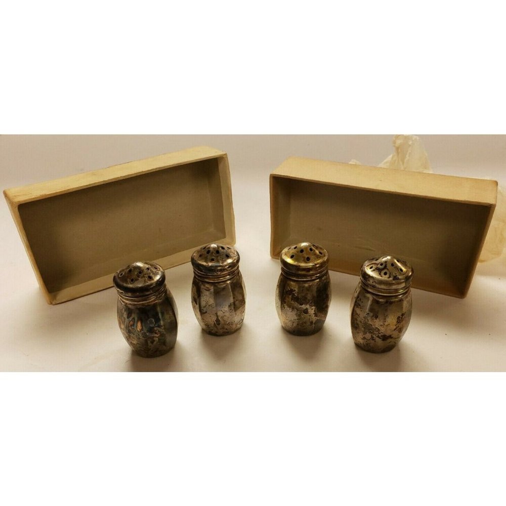 Salts, Set of 4, Silverplate, WA Rogers, NOS, 1950's, Vintage(J2)